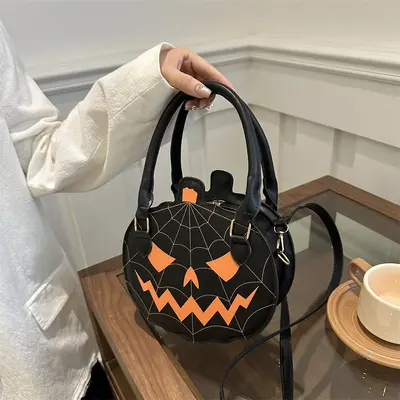 Kürbis-Design Damen Schultertasche, kontrastfarben, schlicht