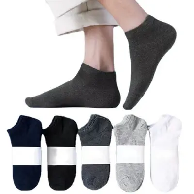 Men's Disposable Thin Summer Socks, Cotton Boat Socks, Black White Grey