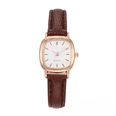 Korean-style quartz watch, leather strap, women's