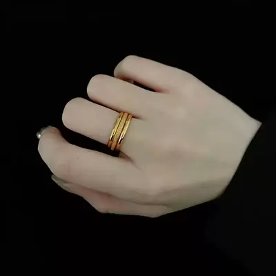 Damening aus 18k Gold Titanstahl, poliert - 4
