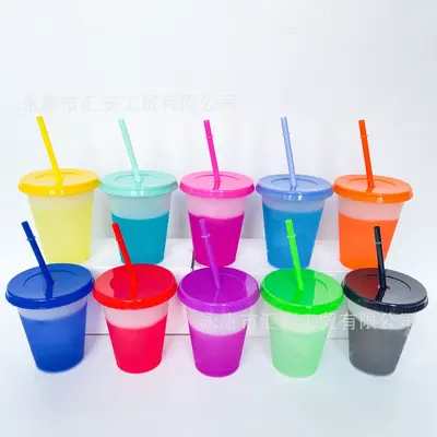 16OZ (475 ml) PP-Becherset mit Farbwechsel bei Temperatur und Strohhalmen, 10 Stück - 7