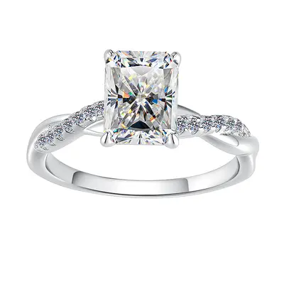 Rectangular Radiant Moissanite S925 Sterling Silver Ring