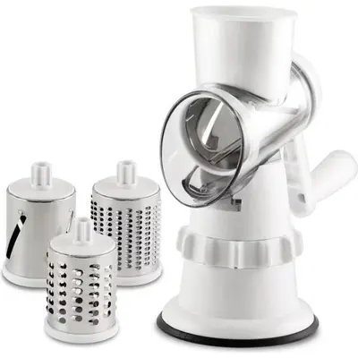 Manual vegetable chopper with slicer and shredder functions