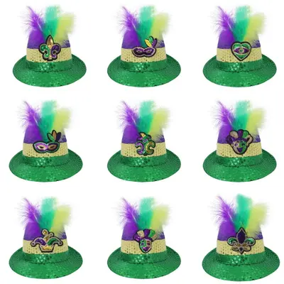 Brasilianischer Karneval Glitzerhut in Gold, Lila und Grün