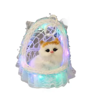 Glowing Basket Lifelike Meowing Cat Plush Toy - 6