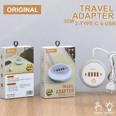 Sınır Ötesi Yeni Model Yuvarlak PD50W Çoklu Hızlı Şarj Çoklu Fonksiyonlu Aydınlatmalı Priz 4USB+Çift Type-C Akıllı Şarj Başlığı - 3