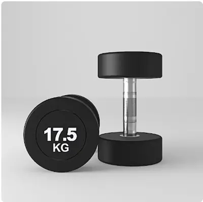 Fixed dumbbell set, rubber coated, round head, pure steel - 12