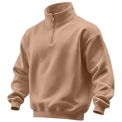 Men's Solid Color Half-Zip Stand-Collar Sweatshirt - 13