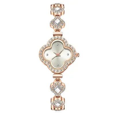 Luxus-Damenuhr mit Kleeblatt-Design und Diamanten - 5