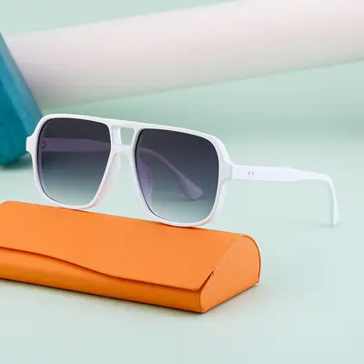 Retro Double-Bridge Men's Sunglasses, Large-Frame Driving Style, UV Protection - 4