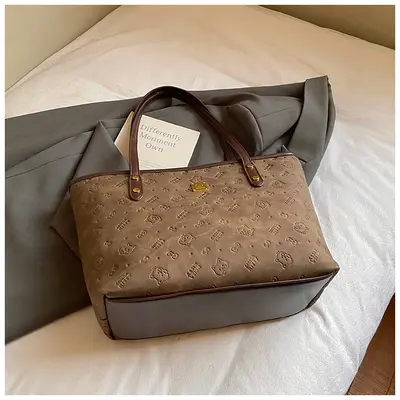 Vintage Embossed Women's Shoulder Tote Bag, Large Capacity Commuter - 10