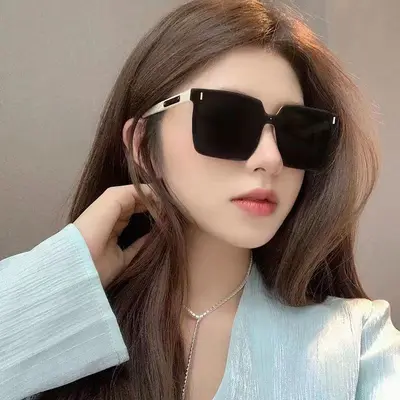 Women's Sunglasses Round Frame Large Korean Style UV-Protection