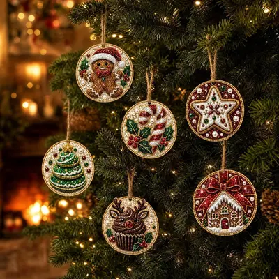 6-Piece Christmas Wooden Ornament DIY Set - 4