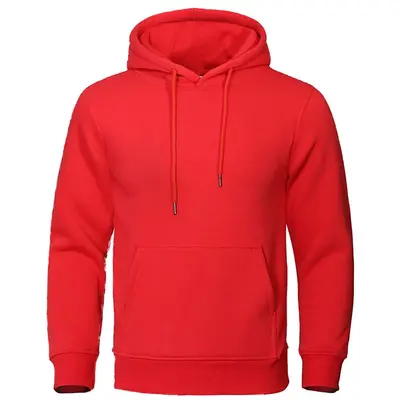 Hooded Fleece Sweatshirt, Unisex, Loose Fit, Spring - 11