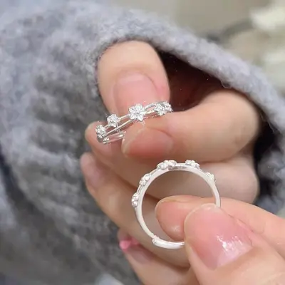 Double layer rattan flower ring, adjustable, Korean design - 4