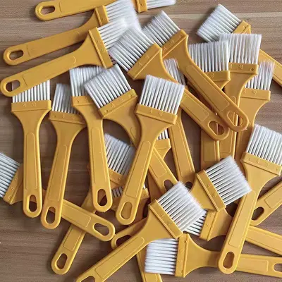Plastik boya fırçası su geçirmez tutkal fırçası plastik No. 4 küçük fırça dökülmeyen barbekü fırçası saç ekimi fırçası sarı saplı temizleme fırçası