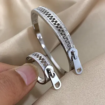 Stainless Steel Bracelet Ring Women's 18K Gold