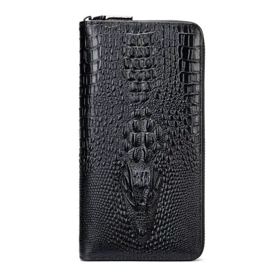 Crocodile Pattern Men's Genuine Leather Clutch Wallet with RFID Protection - 7