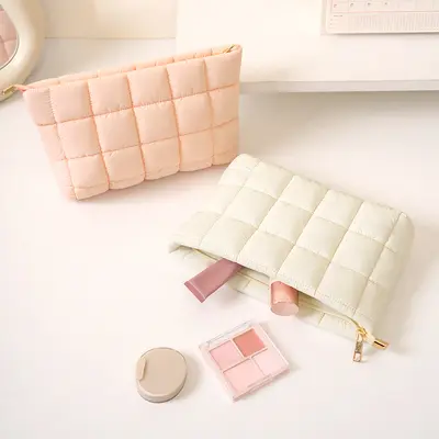 Quilted Clutch Bag and Large Capacity Makeup Bag