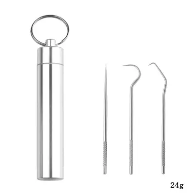 Stainless steel toothpick and interdental hook set, portable teeth cleaner - 11