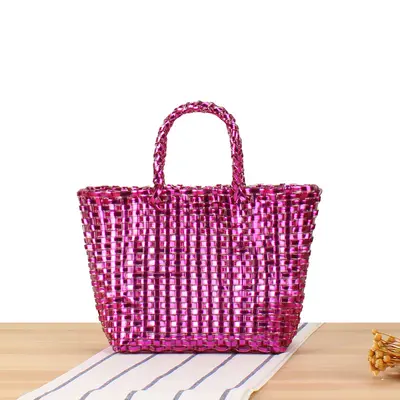 Kids' Handbag with Metallic Look, Colorful Small Square Design - 9