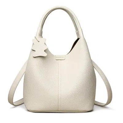 Damen-Eimertasche aus echtem Leder mit Litschi-Muster, weiches Leder - 6