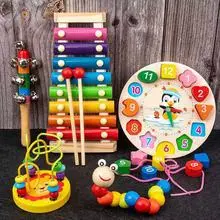 Erken Çocukluk Eğitimi Zeka Oyuncakları Çocuk Mini Boncuk Dizme Sekiz Notlu Kasiyer Çalar Saat Çocuk Vurmalı Piyano Seti Ahşap Bebek Montessori Bebek Oyuncakları - 4