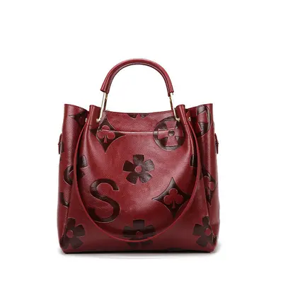 Women's Large Embossed Bucket Bag with Inner Tote - 11