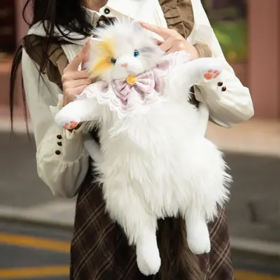 Cat Plush Backpack, Realistic Cat Design, Cute Birthday Gift - 3