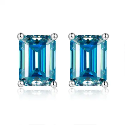 Small Octagonal 1 Carat Moissanite Earrings, S925 Silver - 8