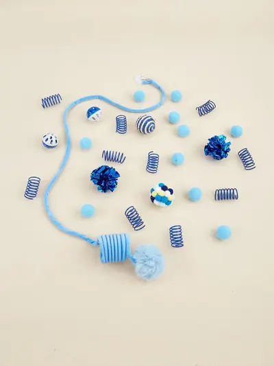 Spring Bell Ball Cat Toy Set, Self-Play, Chew-Resistant - 7