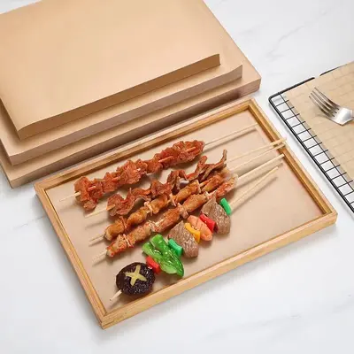 Beef leather color grease-proof paper tray grease-proof paper disposable barbecue mat paper pizza baking paper oil-absorbent paper food-grade - 4