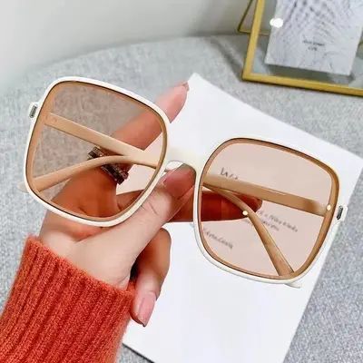 Women's Square Oversized Gradient Sunglasses with Metal Studs, UV Protection - 4