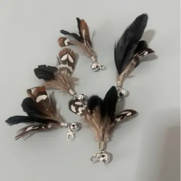 Cat Teaser Wand Replacement Head with Natural Feathers and Bell - 2