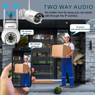 2-Megapixel 4-Kanal drahtloses WIFI-PTZ-Sicherheitskamerasystem mit bidirektionaler Audiofunktion und Monitor-Set