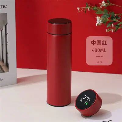 304 Paslanmaz Çelik Akıllı Sıcaklık Göstergeli Termos Bardak, Çay-Su Ayırıcılı - 7