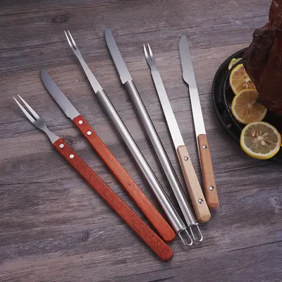 Paslanmaz çelik kuzu bıçak ve çatal seti, barbekü