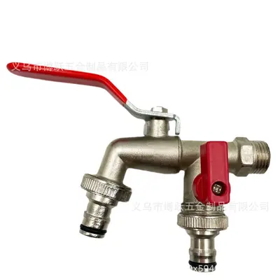 1/2 Inch Zinc Alloy Faucet, One-Inlet Two-Outlet Garden Faucet, Four-Point Washing Machine
