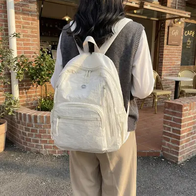 Women's Solid Color Backpack, Lightweight, Korean Style, Commute and Travel