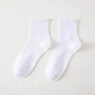 Autumn solid color versatile black, white and gray unisex sports high tube socks simple cotton soft long socks for women Zhuji socks wholesale - 11