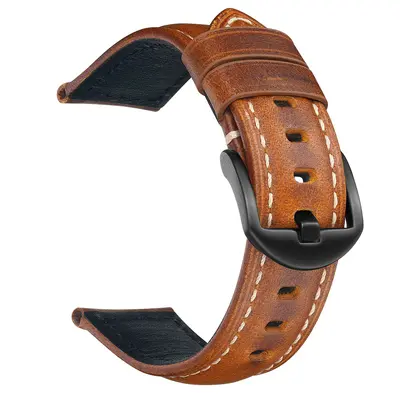 El Yapımı Retro Hakiki Deri Saat Kayışı, Yağlı Mumlu, 18-26 mm - 8