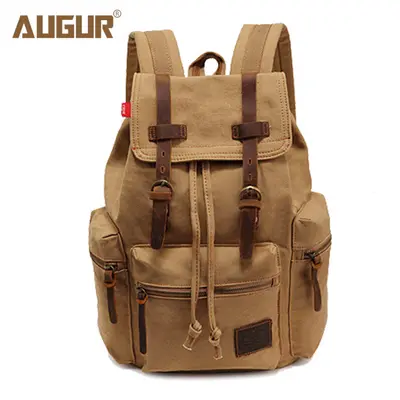 AUGUR Alge Canvas Retro Men's Backpack with Computer Compartment, Student Bag - 10