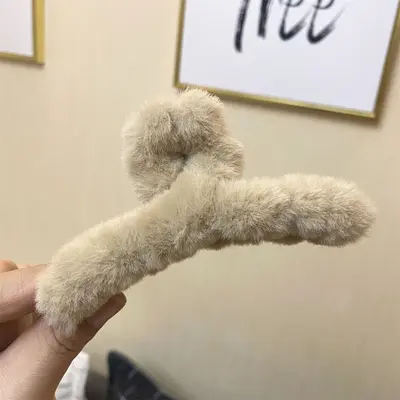 Große Haarspange 13 cm für dickes Haar, süße Plüsch-Haihai-Haarspange, kleine, frische und süßer Stil. - 10