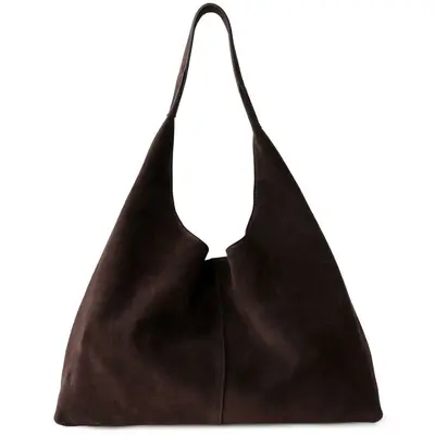 Genuine Leather Tote Bag with Suede Look, Large Capacity, Single Shoulder - 8