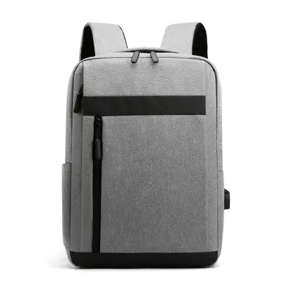 Large Capacity Men's Backpack, Solid Color, with USB Port - 8