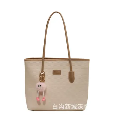 Women's Plaid Tote Bag, Large Capacity Single-Shoulder Handbag - 7