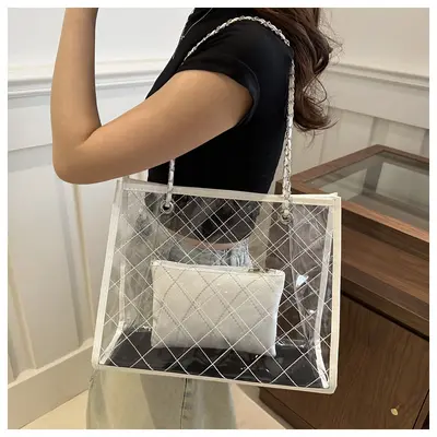Şeffaf PVC tote çanta, büyük hacimli - 3