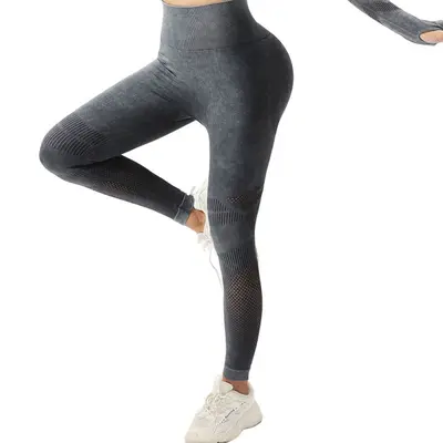High-Waist Peach Lift Yoga Pants, Water-Washed Matte, Seamless