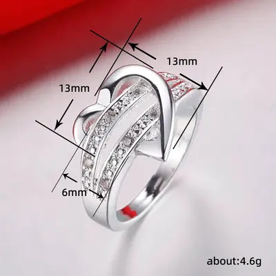 Cao Shi neue Europa- und Amerika-Mode Damen RINGE personalisierter doppelschichtiger herzförmiger Ring, eleganter und prächtiger Damenring