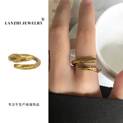 Lanzi Vintage-Retro-Damenring aus hochwertigem antiker Goldtechnik, hochfarbecht, luxuriöses Design, koreanischer Modeschmuck, Fingerring - 12